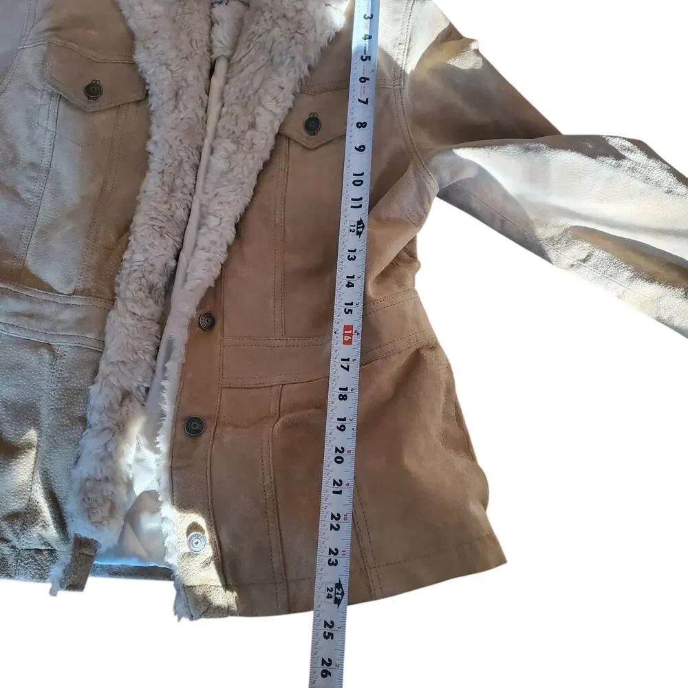 Wilsons Leather Stiffed Suede Faux Shearling Lined Jacket - Women's Medium - Picture 6 of 7